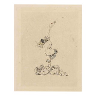 Félicien Rops, Nude, The Drill, 1880s, Etching For Sale
