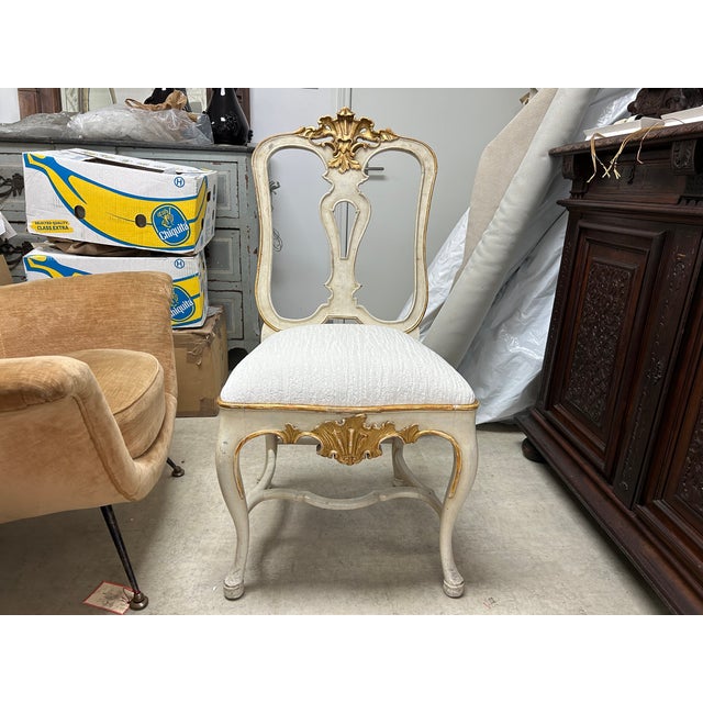 1920s Antique Italian Painted and Gilt Chair For Sale - Image 10 of 10