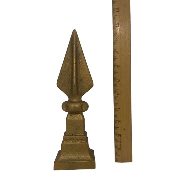 Contemporary Decorative Cast Iron Gold Painted Arrow Finial For Sale - Image 10 of 13