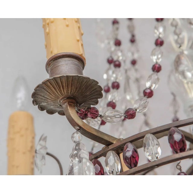 1900 - 1909 1900s French Bronze Beaded Chandelier With Amethyst and Rock Crystal For Sale - Image 5 of 12