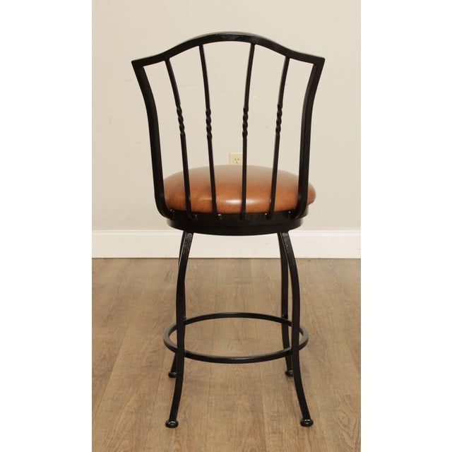 Early 21st Century Trendler Wrought Iron & Leather Swivel Bar Stools