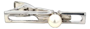 Mikimoto Estate Akoya Pearl Mens Tie Clip 7 mm Silver M413