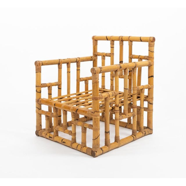 Mid-Century Bamboo and Rattan Armchairs attributed to Vivai del Sud, Italy, 1970s, Set of 2 For Sale - Image 15 of 16