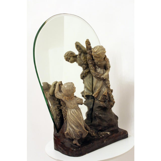 Antique Mirror with Figurines from Goldscheider, 1890s For Sale - Image 17 of 17