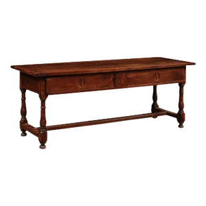 French Louis XVI Period 1790s Farm Table with Sliding Panels and Carved Heart