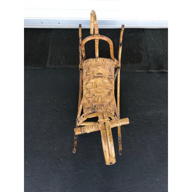 Mid 20th Century Vintage 1960 Franco Albini Style Italian Mid Century Modern Bentwood & Rattan Cane Rocking-Horse For Sale - Image 5 of 5
