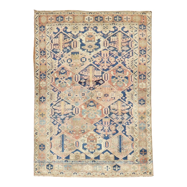 Early 20th Century Rustic Persian Bakhtiari Rug - 4'7" x 6'7" For Sale