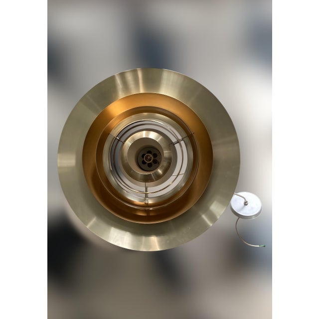 Vintage Danish P376 Pendant Lamp by Jørgen Kastholm & Preben Fabricius for Nordisk Solar, 1960s – Large 28" Brushed Brass Aluminum For Sale - Image 11 of 18