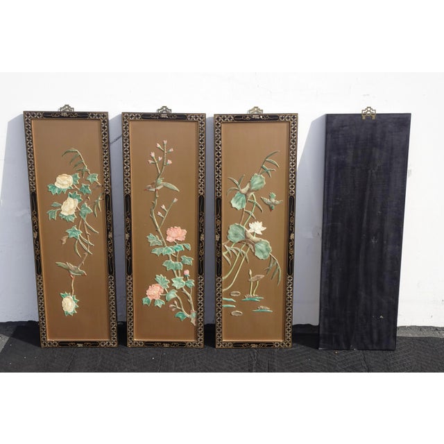 Asian Vintage Oriental Asian Gold Four Panel Screens - Set of 4 For Sale - Image 3 of 13