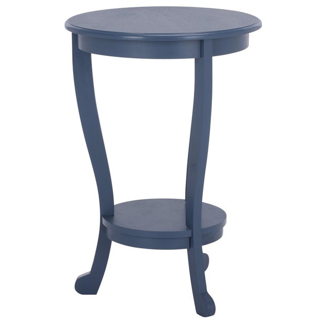 Wood Mary Pedestal Table in Blue For Sale - Image 7 of 8