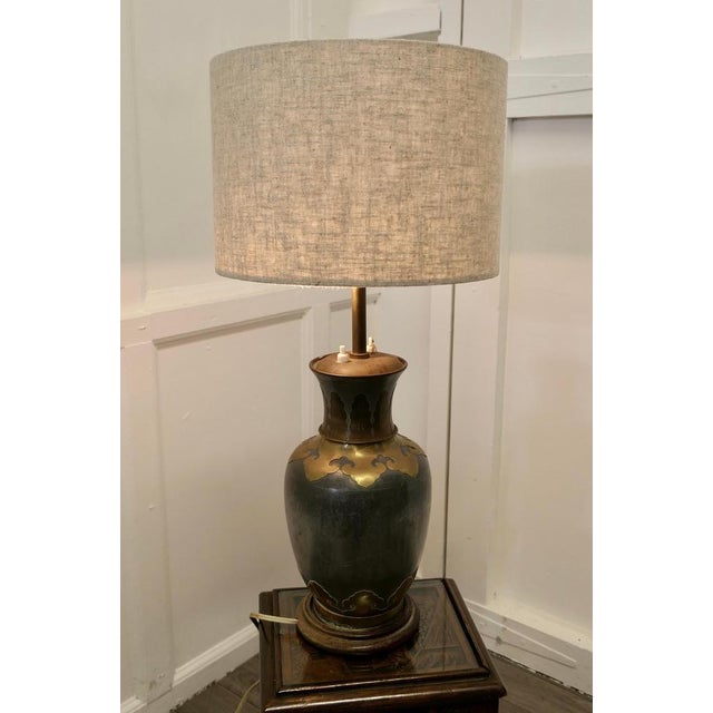 Metal Arts & Crafts French Adjustable Brass and Pewter Table Lamp, 1920s For Sale - Image 7 of 9
