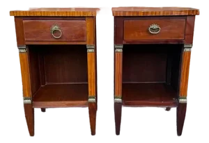 Mid 20th Century Pair of French Emprire Style Matching Open Door Nightstands
