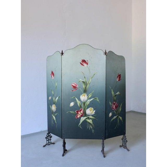 Art Nouveau Hand-Painted Fireplace Screen, 1920s For Sale - Image 7 of 7