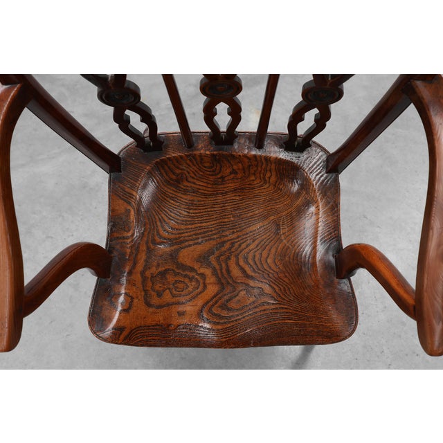 English Windsor Armchair with Oak Seat and Spindle Back, 1800s For Sale - Image 12 of 13