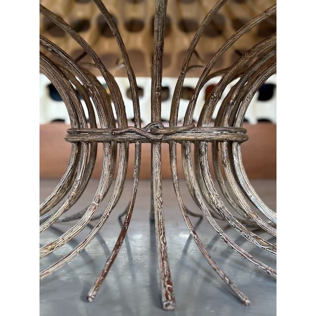 Vintage Rustic Metal & Smoked Glass Coffee Table For Sale - Image 4 of 6