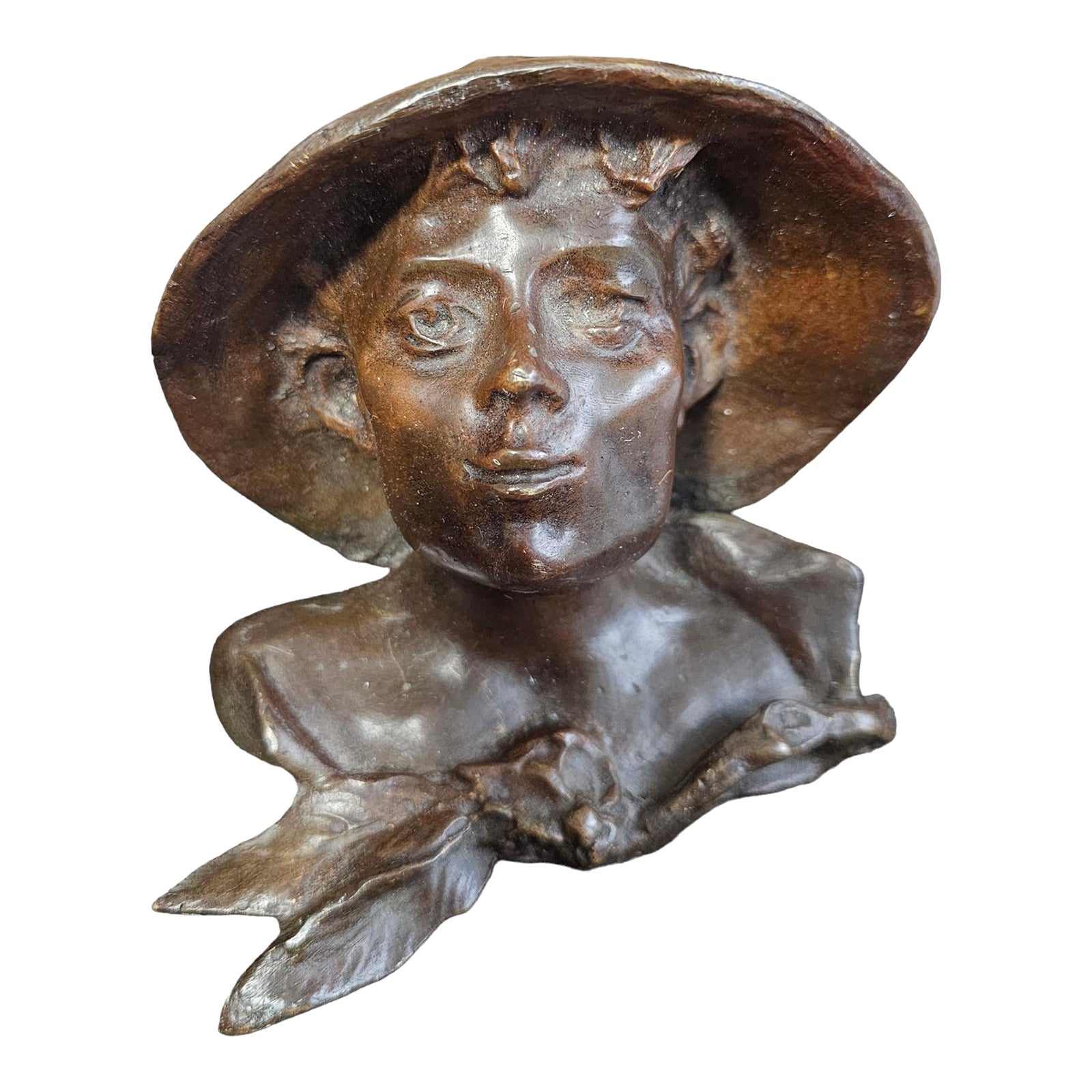Cast Bronze Head Sculpture with Hat Circa 1900 Chairish