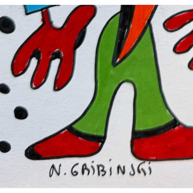 Abstract The Meeting Under Dots — Nathalie Gribinski — Small Abstract Figurative Drawing (8 X 8 In, 2025) For Sale - Image 3 of 7