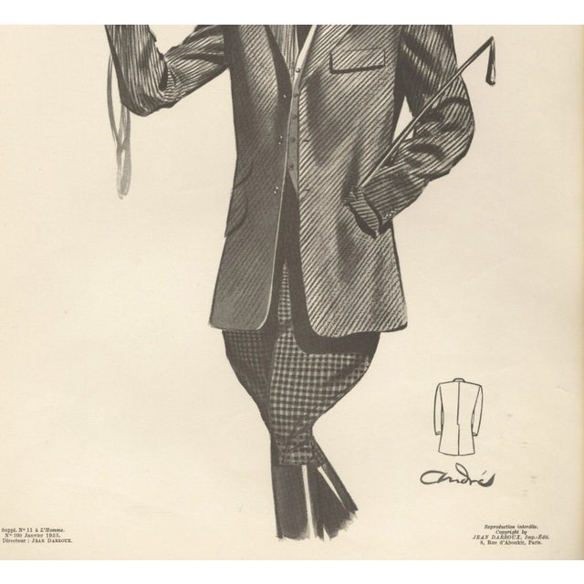 French 1953 French Men's Tailoring Lithograph-Fashion for Horse Lover For Sale - Image 3 of 4