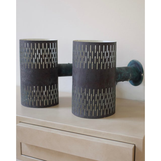 A pair of Cooper Wall Lights by Hans Bergström for Ateljé Lyktan, Sweden. Circa 1950s and intended for outdoor use...