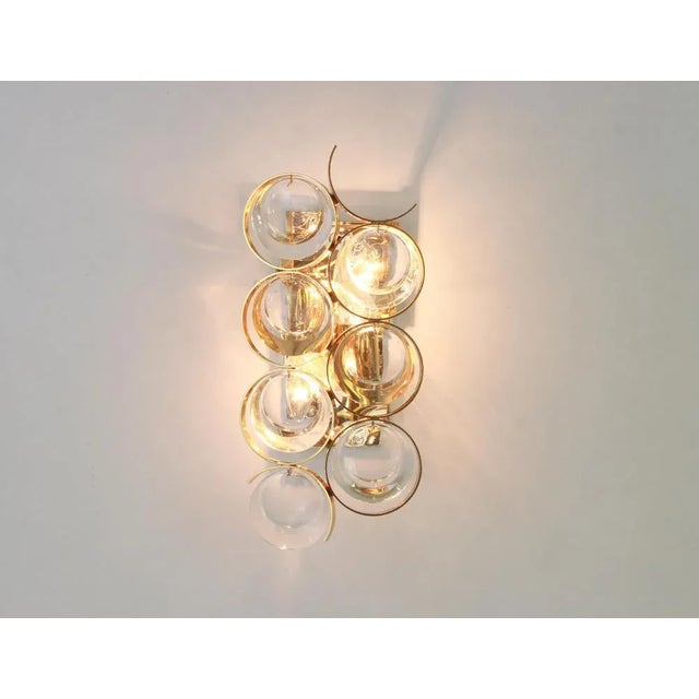 Metal Golden Gilded Brass and Crystal Sconce from Palwa, Germany, 1960s For Sale - Image 7 of 8