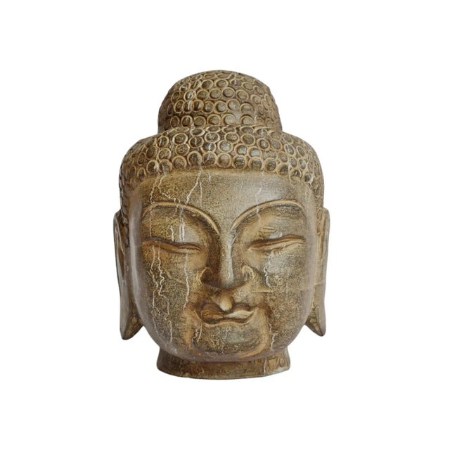Vintage Stone Asian Buddha Head Sculpture For Sale In Los Angeles - Image 6 of 6