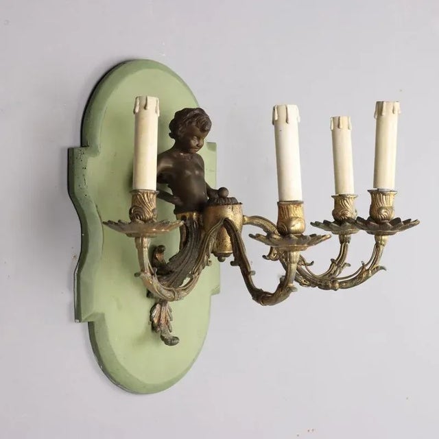 Italian Golden Metal Wall Lamp For Sale - Image 4 of 8