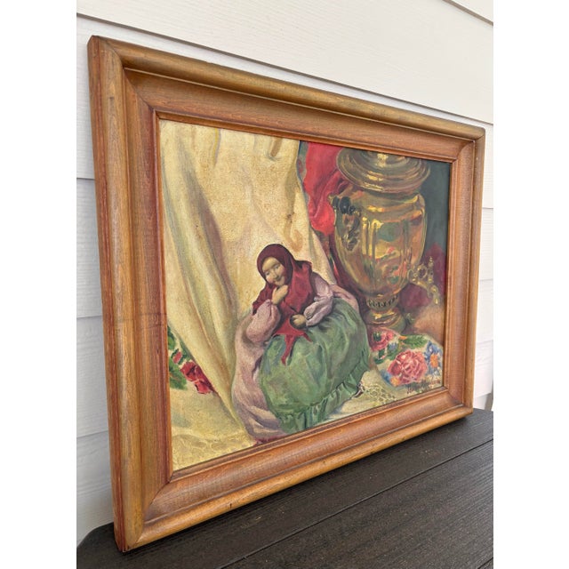 Folk Realism oil painting on board signed Erwin Manheim and dated 1937 by artist. Framed in original solid wood frame and...