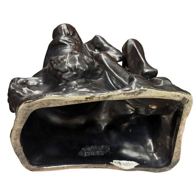 Ceramic 1930s Italian "Pensatore Campana" the Tinker Auguste Rodin Style Terracotta Sculpture For Sale - Image 7 of 9