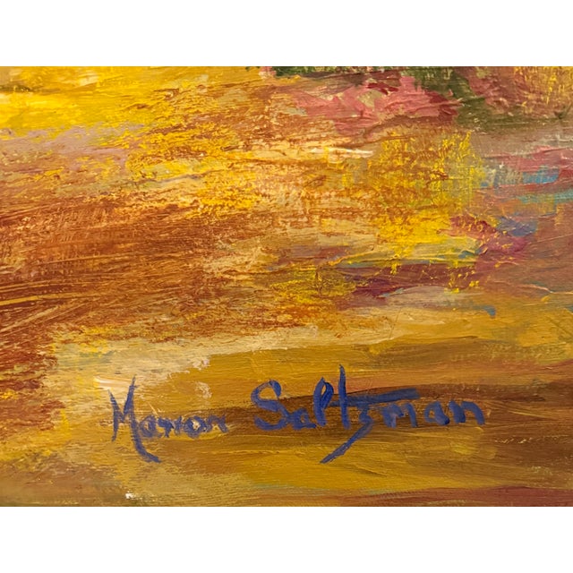 "Rural Village Landscape" Oil on Canvas by Marion Saltzman For Sale - Image 4 of 12