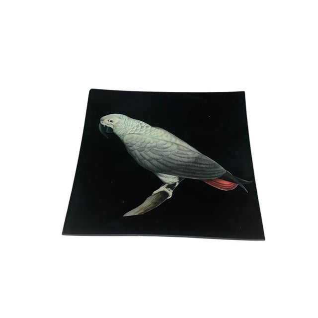 Glass Mid-Century Italian Artisanal Decoupage Decorative Plate For Sale - Image 7 of 12