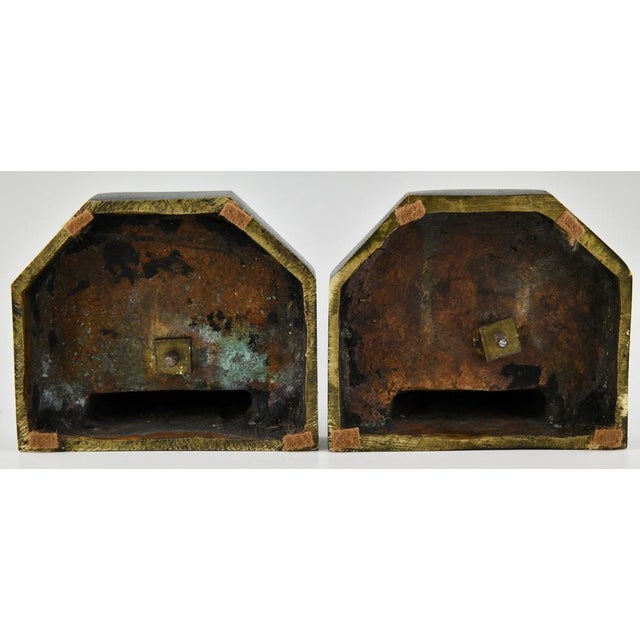 Art Deco Bronze Bookends with Children by Raoul Benard, 1930, Set of 2 For Sale - Image 11 of 12