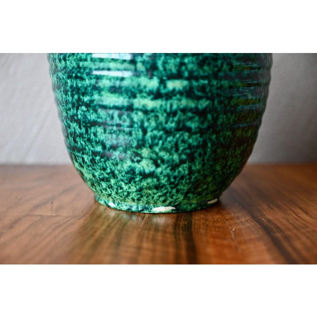 Speckled Turquoise Green Glazed Ceramic Vase from Accolay, 1950s For Sale - Image 3 of 10