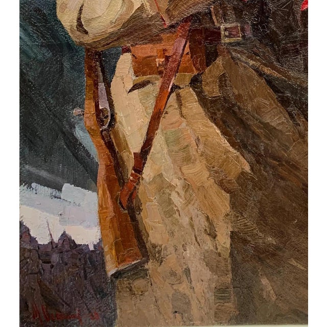 Red Army Budyonnovtsy Great Oil Painting Original Artist Osenniy m.s. 130-115 1970 For Sale - Image 4 of 6