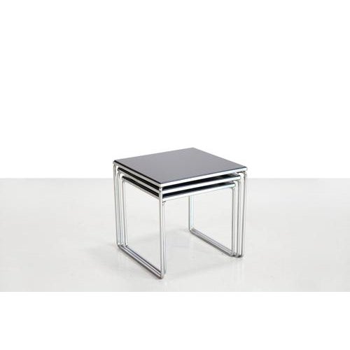 Vintage Chrome and Black Glass Side Tables from Brabantia, 1960s, Set of 3 For Sale - Image 6 of 6