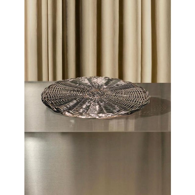 Contemporary EL 03 Placemat in Metal-Plated Hand-Woven Wicker by Caspal For Sale - Image 3 of 6