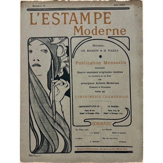 Alphonse Mucha, Cover for l'Estampe Moderne, June 1898, Lithograph For Sale - Image 3 of 9