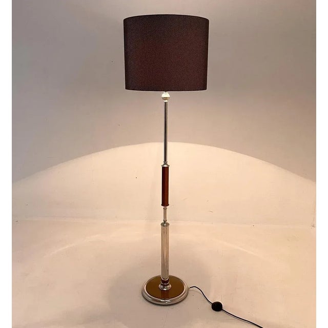 Chrome & Wood Floor Lamp, Czechoslovakia, 1950s For Sale - Image 11 of 13