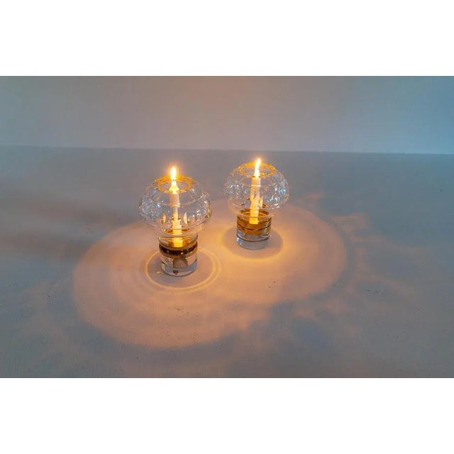Scandinavian Modern Clear Crystal Candle Holders from Orrefors, Sweden, Set of 2 For Sale - Image 10 of 14
