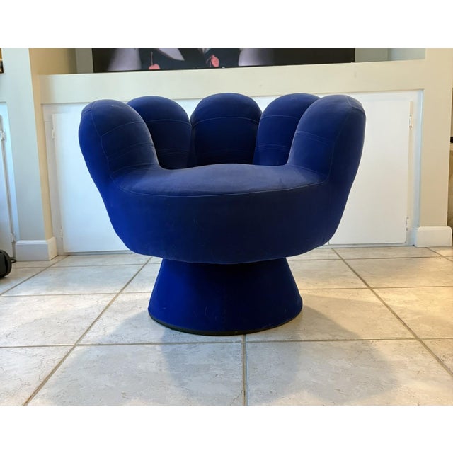 Royal Blue Pop Art Hand Chair Swivel Lounge Chair in the Manner of Pedro Friedeberg Striking American pop art–style hand...