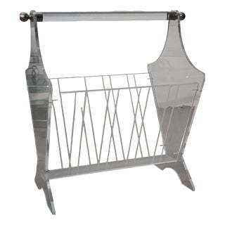 Vintage French Acrylic Glass Magazine Rack, 1980s For Sale