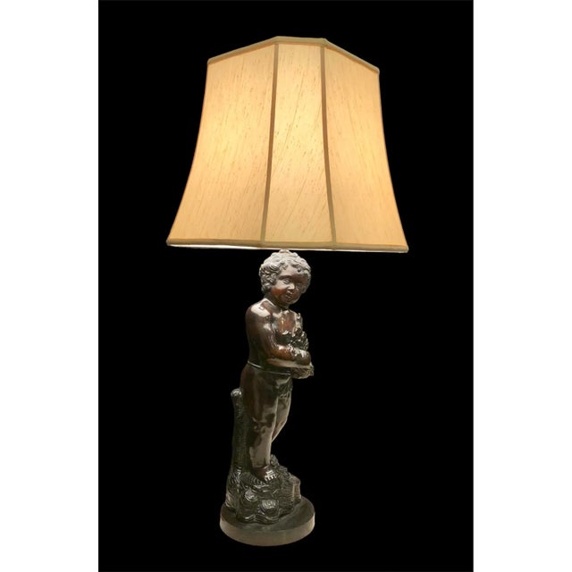 Stunning, Large, Vintage Figural Lamp, Harp and Shade. Downsizing my 93 y/o mother. She bought this at a lamp store on...