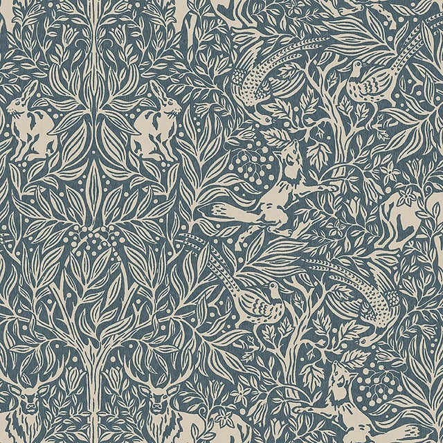 SAMPLE - Boråstapeter Under The Elder Tree Wallpaper In Midnight For Sale