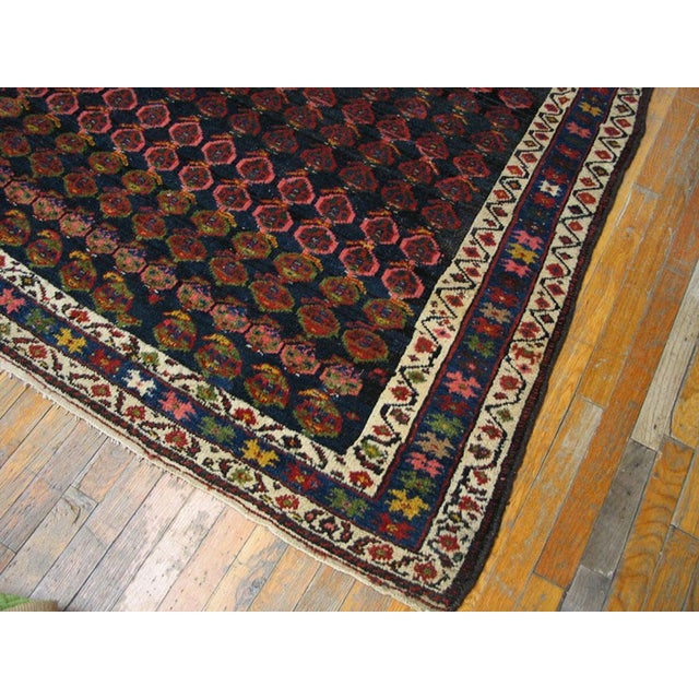 Late 19th Century 1890s Blue Navy Geometric Antique Kurdish Tribal Rug 5'4" X 7'3" Wool Handknotted Carpet For Sale - Image 5 of 6