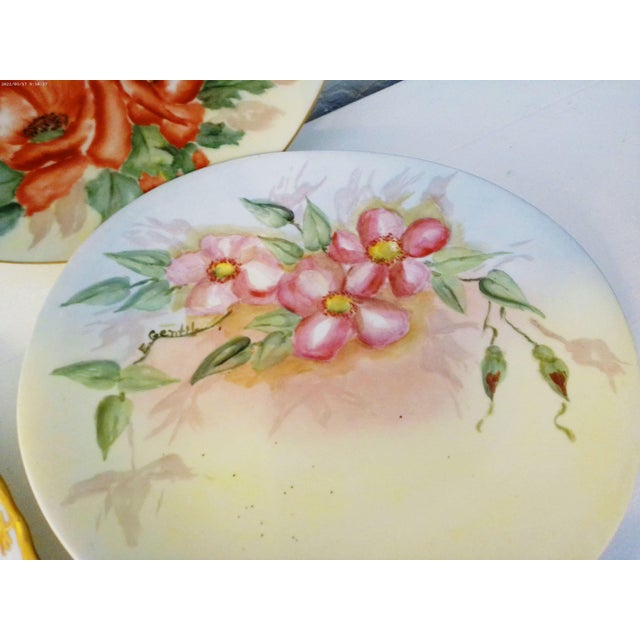 Ceramic Vintage Hand-Painted Floral Porcelain Plates, Set of 8 For Sale - Image 7 of 7
