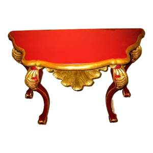 Rococo Style Tuscan Scallop Crest Red Console Giltwood Table