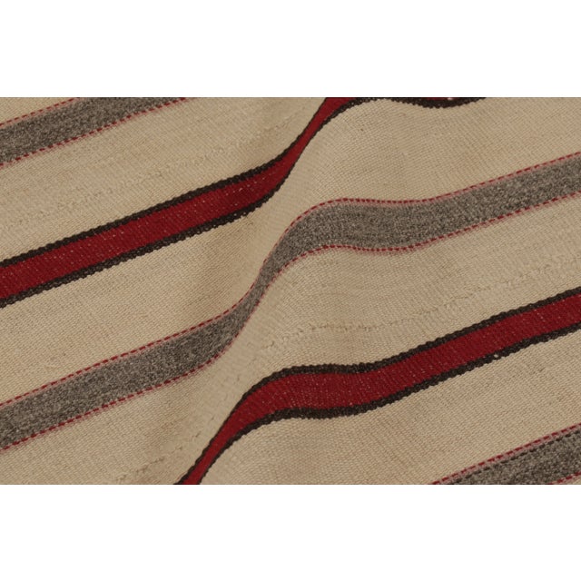 Rug & Kilim's Contemporary Rez Kilim With Beige & Red Striped Design For Sale - Image 10 of 11