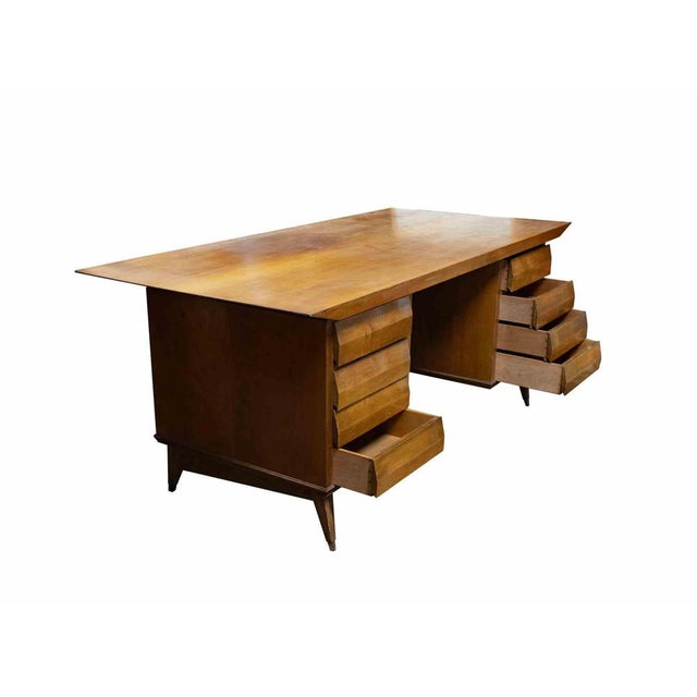 1950s Mid-Century Wood Desk by Melchiorre Bega, Italy, 1950s For Sale - Image 5 of 6