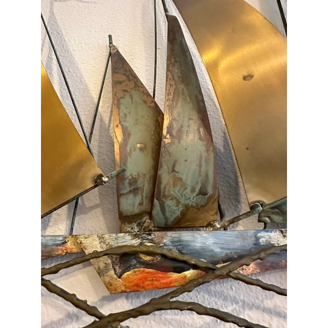 Metal 1970s Curtis Jere Sailboat Wall Sculpture For Sale - Image 7 of 11