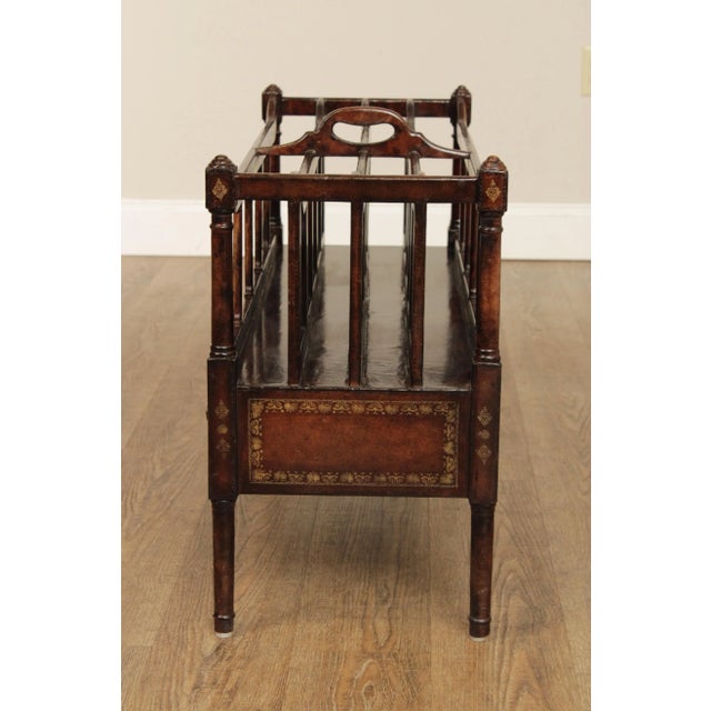 Maitland Smith Regency Style Leather Wrapped Magazine Rack For Sale - Image 10 of 13