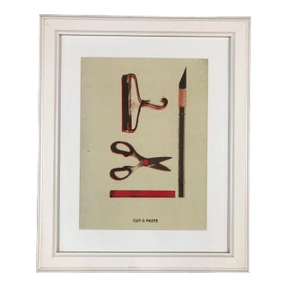 Modern Office Supplies Collage Three Dimensional Art Print "Cut and Paste" For Sale